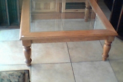 Coffee table glass top turned legs